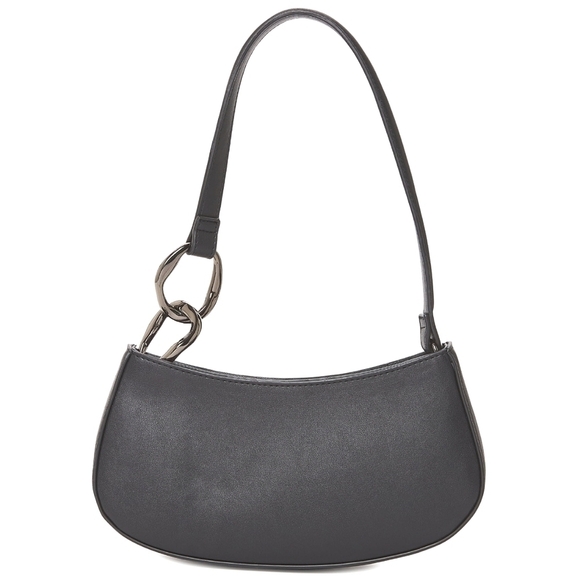 No Boundaries Handbags - Chunky Chain Link Faux Leather Shoulder Mini Bag in Noir Black NWT